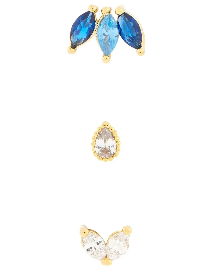 Accessorize Stone And Crystal FlatBack Stud Set Women Body Jewellery