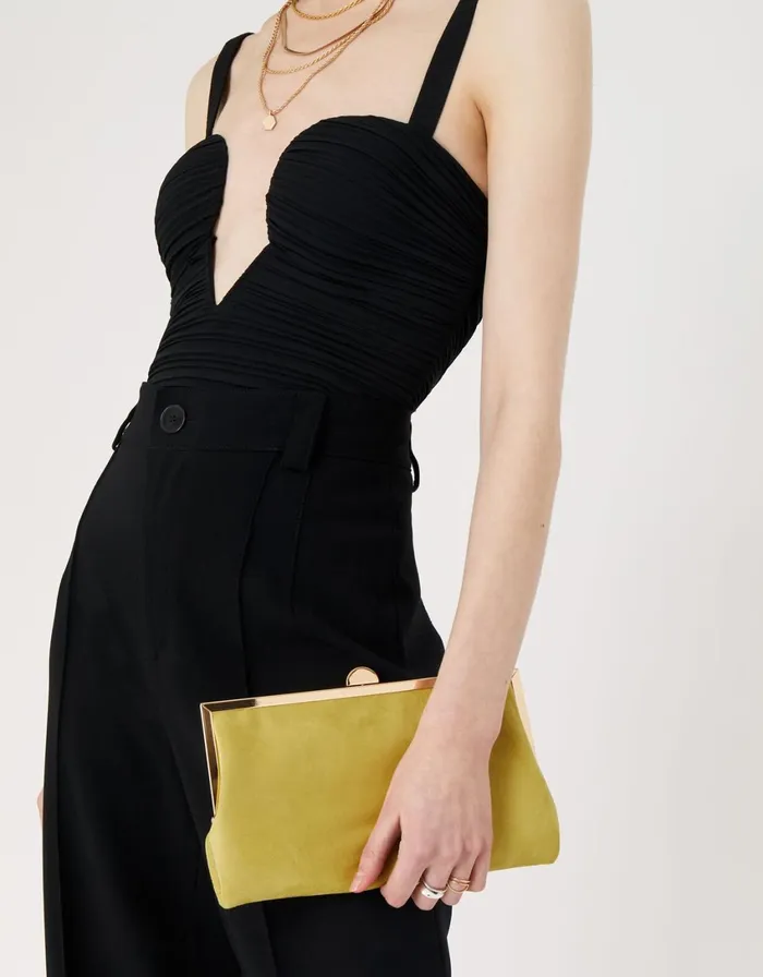 Accessorize Suedette Clip Frame Bag Women Clutch Bags
