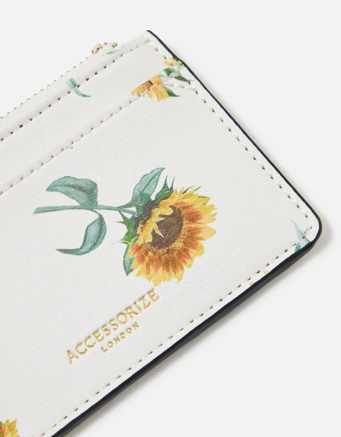 Accessorize Sunflower Print Cardholder Women Vegan Bags Backpacks and Purses