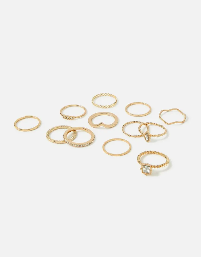 Accessorize Super Classics Crystal Ring Multipack Gold Gold Women Rings