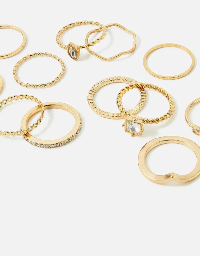 Accessorize Super Classics Crystal Ring Multipack Gold Gold Women Rings