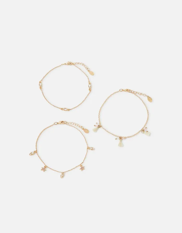 Accessorize Tassel Anklet Set Women Anklets