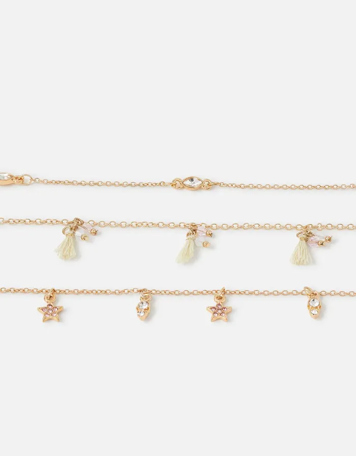 Accessorize Tassel Anklet Set Women Anklets