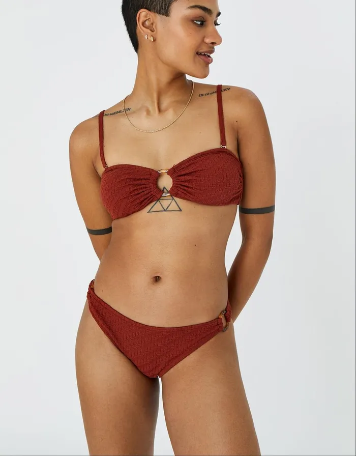 Accessorize Texture Bikini Brief Orange Rust Women Bikinis