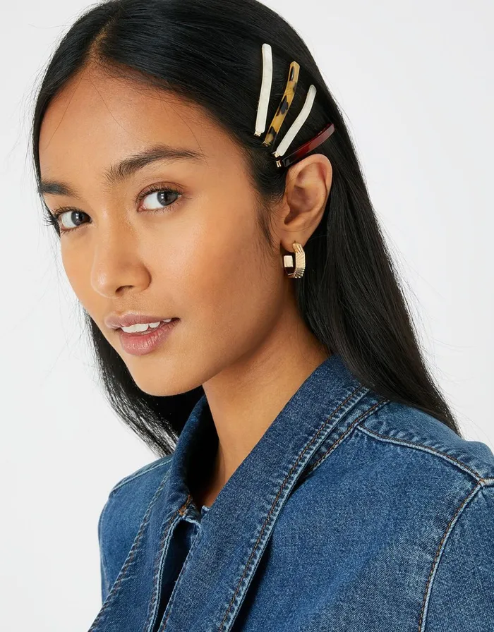 Accessorize Tortoiseshell Hair Slide Set Women Hair Accessories