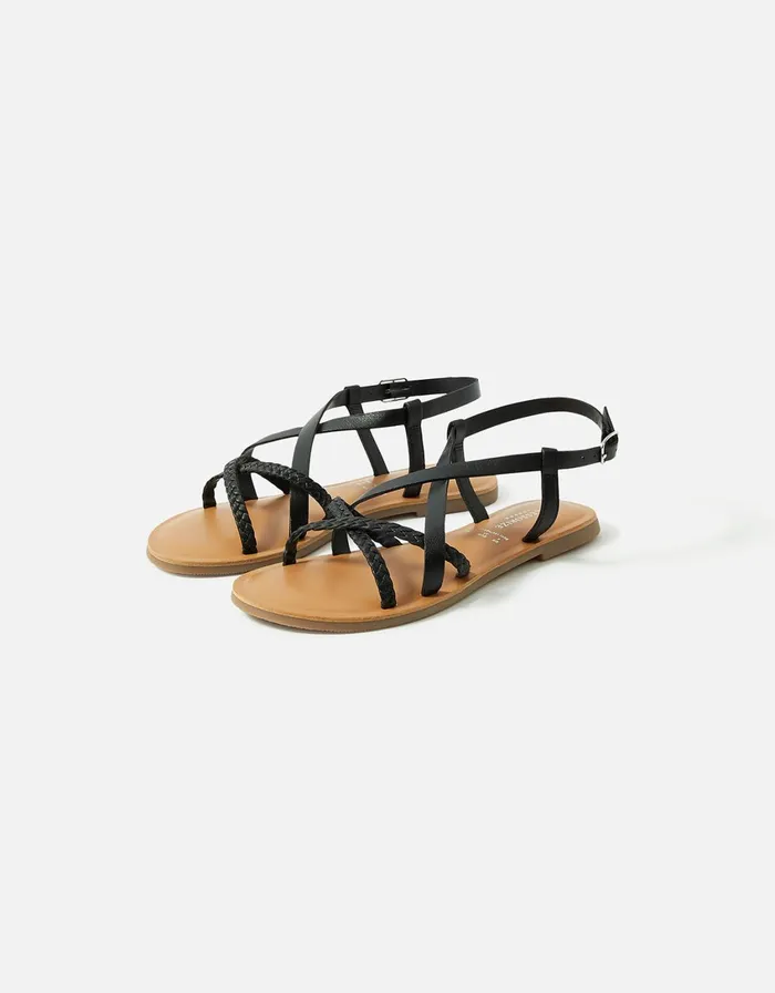Accessorize Tuscan Leather Plaited Sandals Black Black Women Sandals and Flip Flops