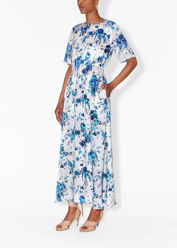 Adam Lippes Dresses and Jumpsuits Maxi Dress With Smocked Waist In Hammered Silk Ivory Multi 8211 Women Adam Lippes Dresses and Jumpsuits Maxi Dress With Smocked Waist In Hammered Silk Ivory Multi 8211 Women