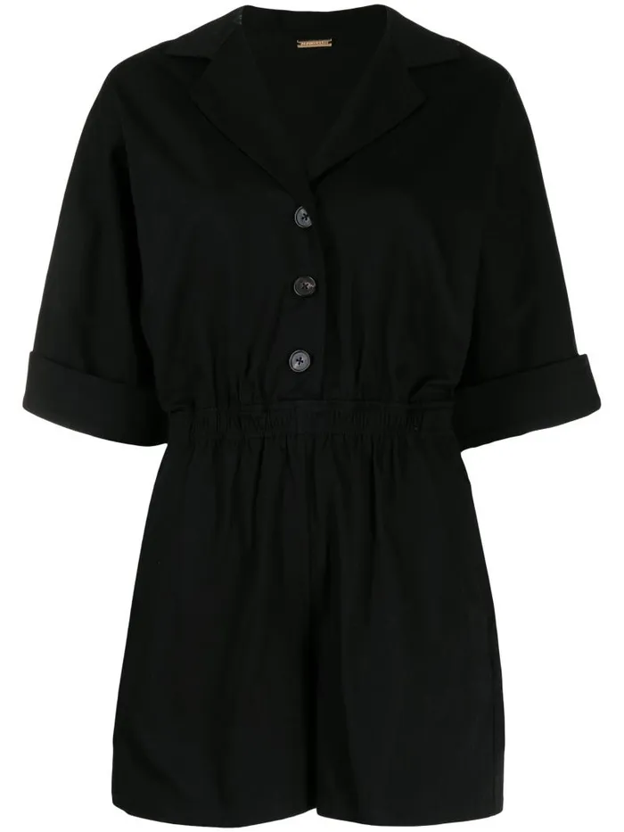 Adam Lippes Dresses and Jumpsuits Short Sleeve Romper In Cotton Twill Black 8211 Women