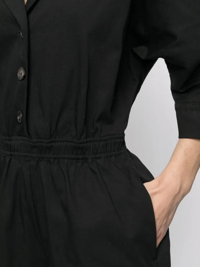 Adam Lippes Dresses and Jumpsuits Short Sleeve Romper In Cotton Twill Black 8211 Women