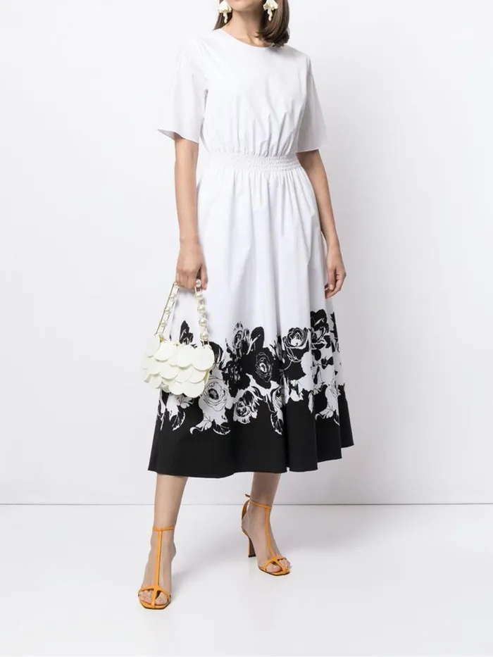 Adam Lippes Dresses and Jumpsuits Short Sleeve Smocked Waist Dress In Printed Poplin Black Floral 8211 Women Adam Lippes Dresses and Jumpsuits Short Sleeve Smocked Waist Dress In Printed Poplin Black Floral 8211 Women
