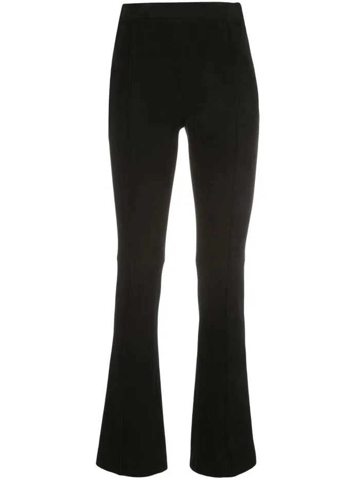 Adam Lippes Pants Cropped Kick Flare Pant In Stretch Suede Black 8211 Women