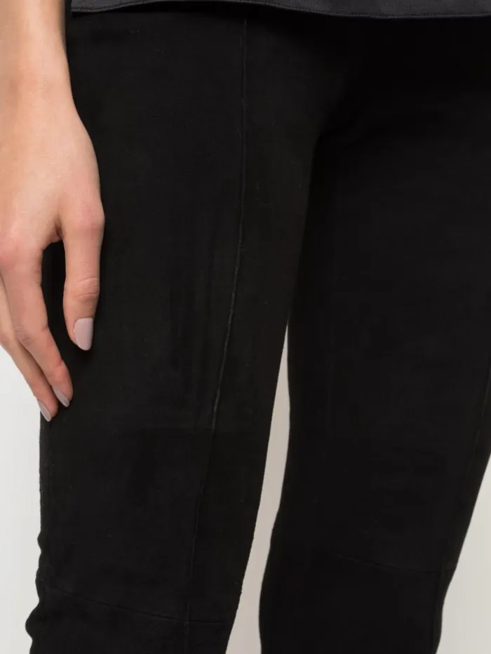 Adam Lippes Pants Cropped Kick Flare Pant In Stretch Suede Black 8211 Women