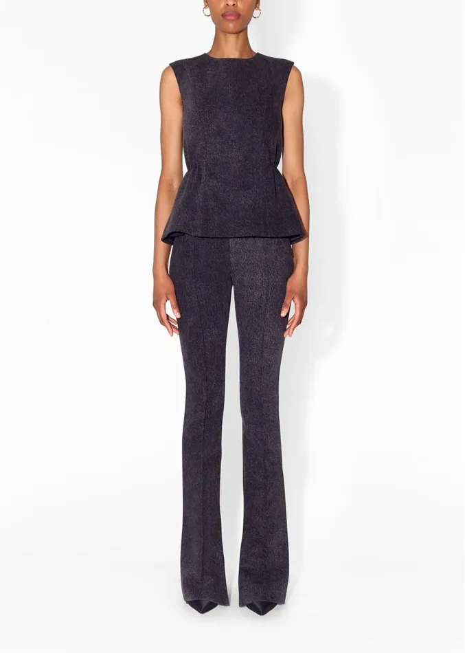 Adam Lippes Pants Flare Pant With Slit In Washed Denim Black 8211 Women
