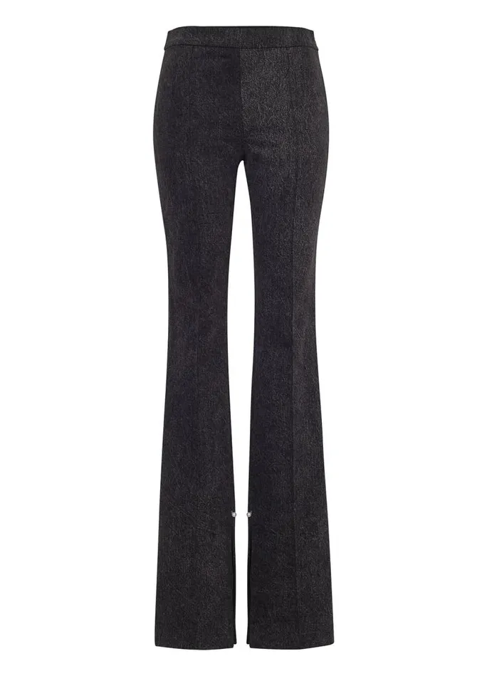 Adam Lippes Pants Flare Pant With Slit In Washed Denim Black 8211 Women