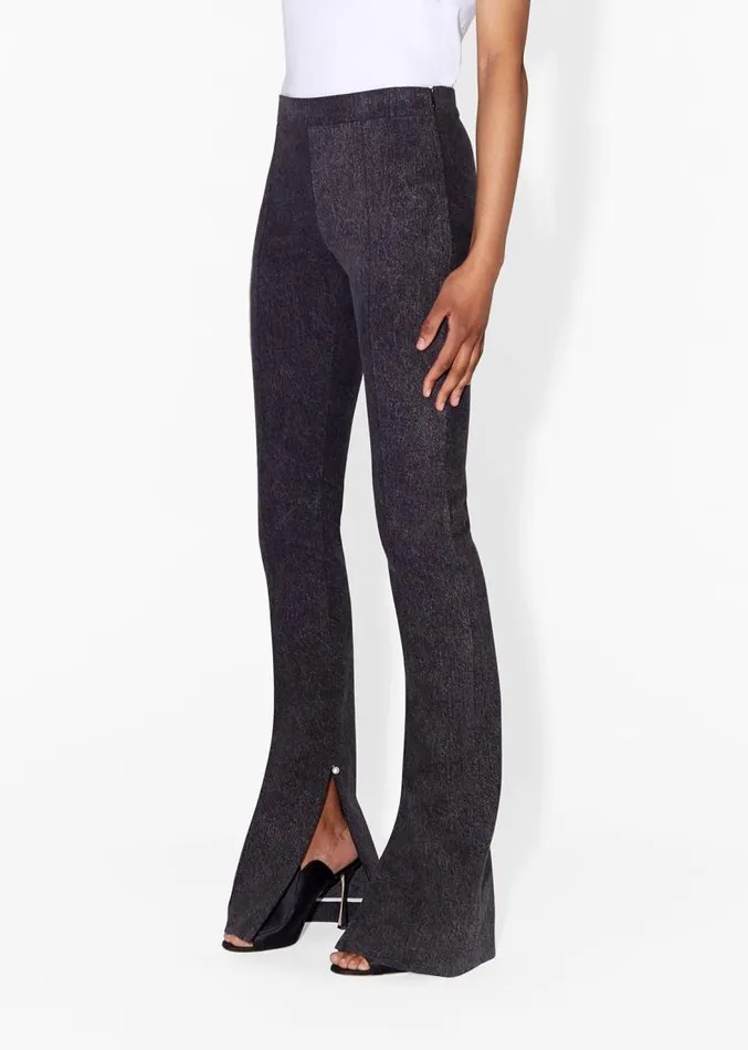 Adam Lippes Pants Flare Pant With Slit In Washed Denim Black 8211 Women