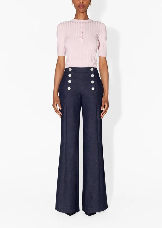 Adam Lippes Pants Sailor Pant In Washed Denim Indigo 8211 Women