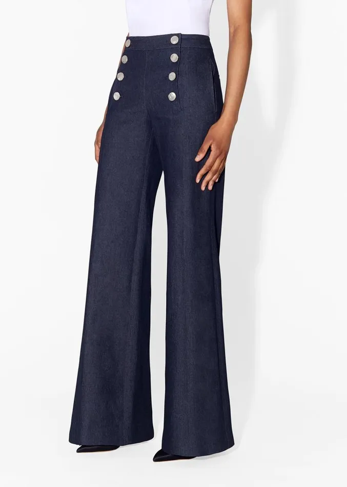 Adam Lippes Pants Sailor Pant In Washed Denim Indigo 8211 Women