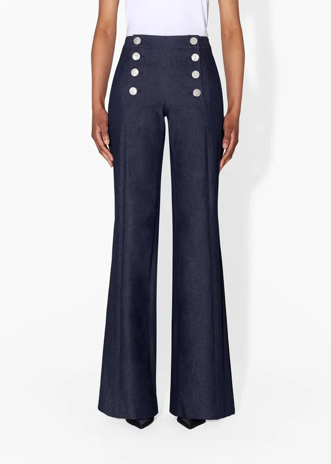 Adam Lippes Pants Sailor Pant In Washed Denim Indigo 8211 Women