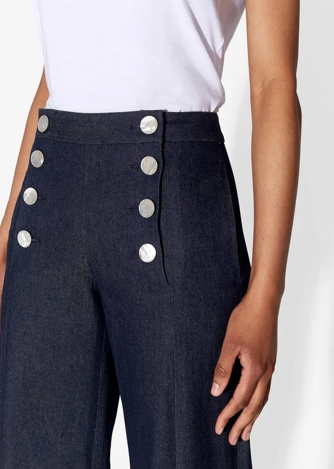 Adam Lippes Pants Sailor Pant In Washed Denim Indigo 8211 Women