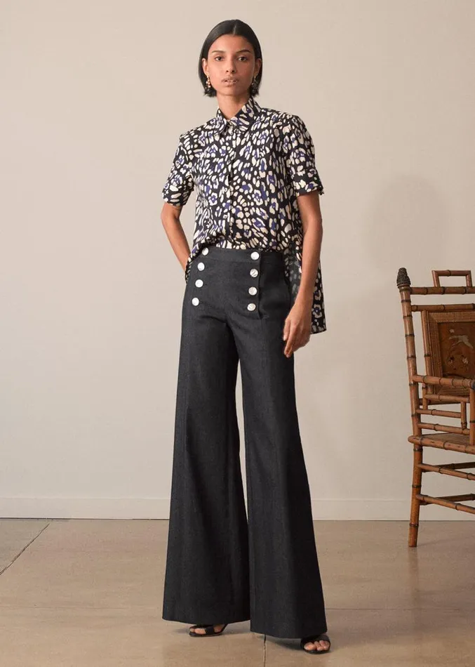 Adam Lippes Pants Sailor Pant In Washed Denim Indigo 8211 Women