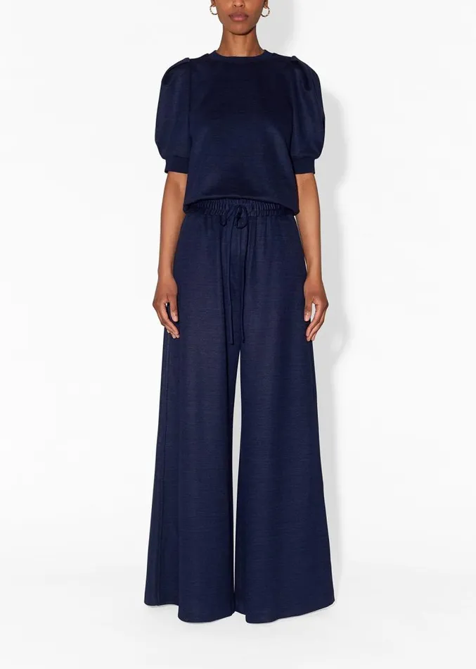 Adam Lippes Pants WideLeg Lounge Pant In Luxe Jersey Navy 8211 Women