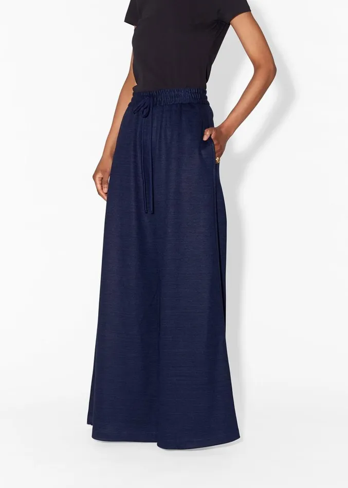 Adam Lippes Pants WideLeg Lounge Pant In Luxe Jersey Navy 8211 Women