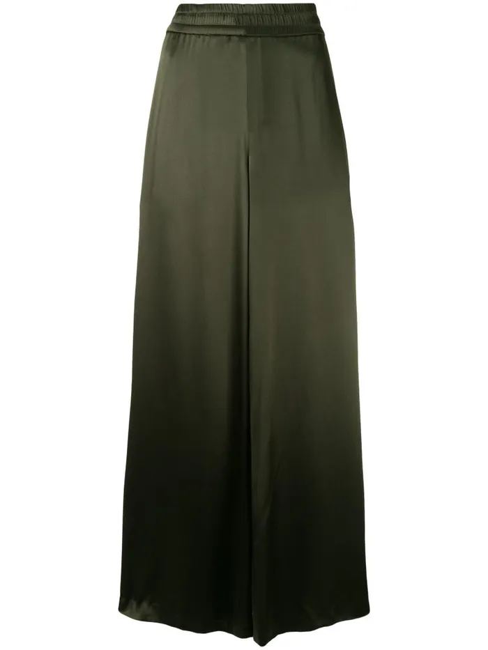 Adam Lippes Pants WideLeg Sweatpant In Silk Charmeuse Army Green 8211 Women