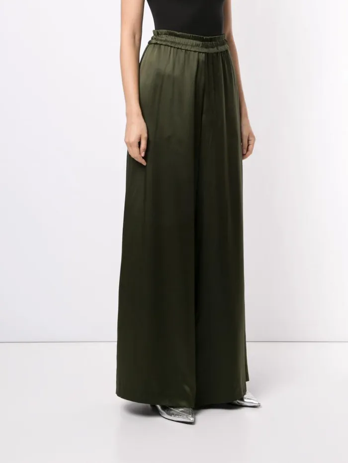 Adam Lippes Pants WideLeg Sweatpant In Silk Charmeuse Army Green 8211 Women
