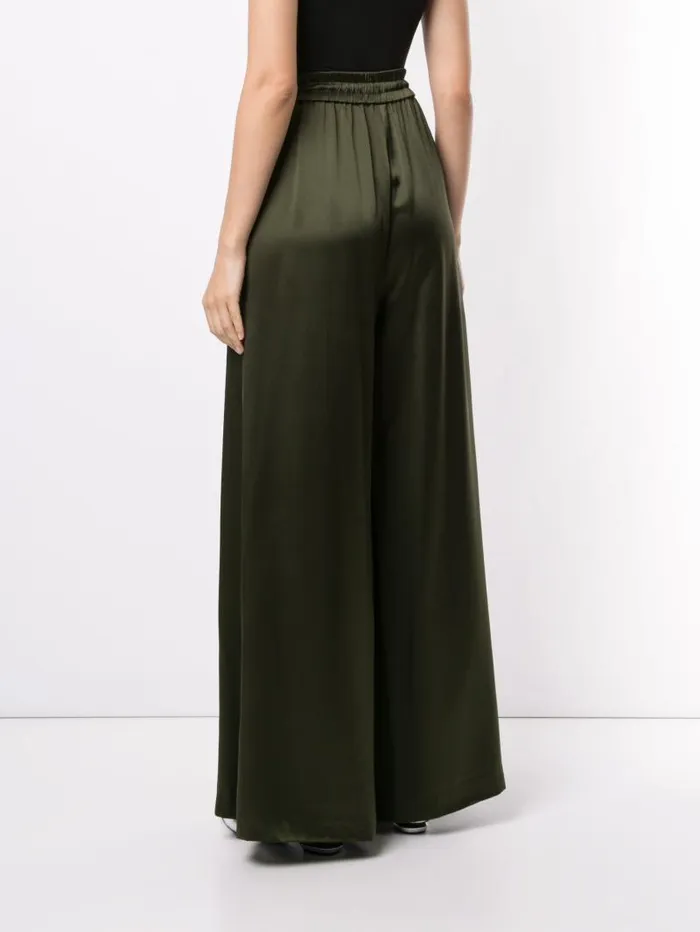Adam Lippes Pants WideLeg Sweatpant In Silk Charmeuse Army Green 8211 Women