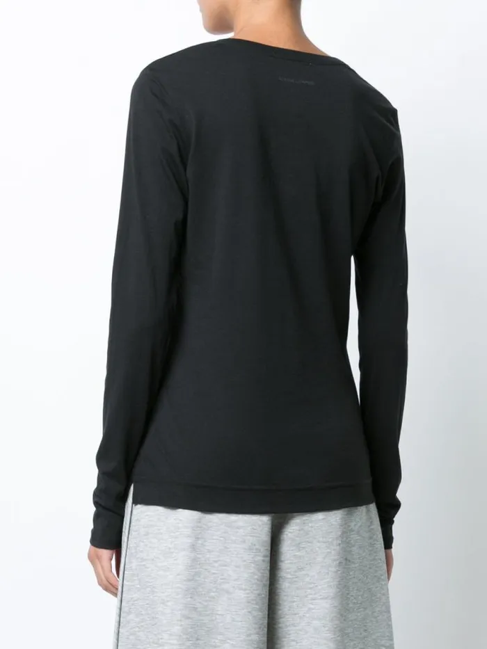 Adam Lippes Pima Cotton TShirts Long Sleeve VNeck TShirt In Pima Cotton Black 8211 Women