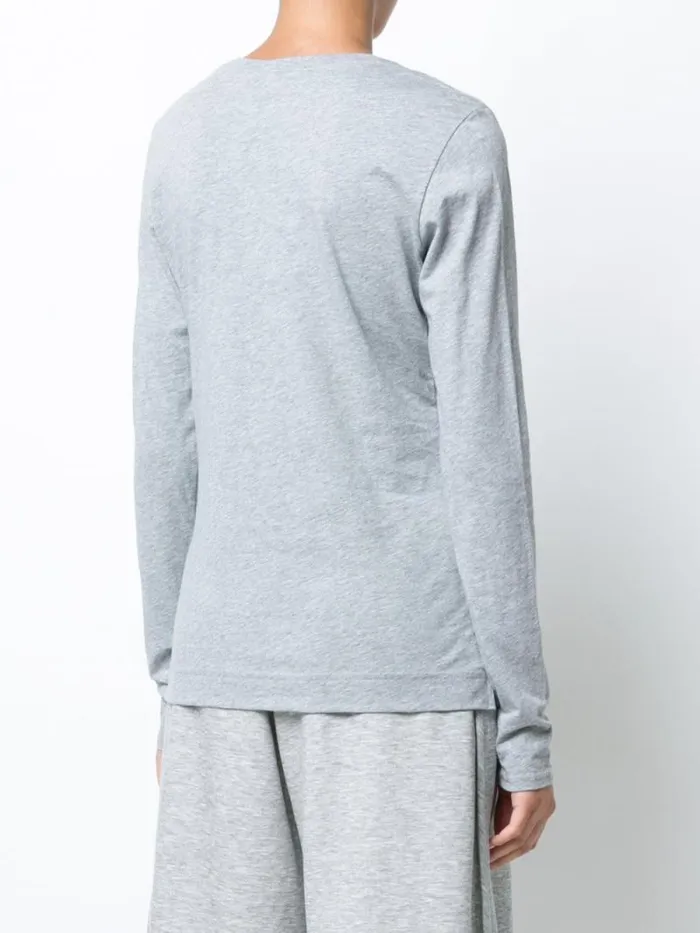 Adam Lippes Pima Cotton TShirts Long Sleeve VNeck TShirt In Pima Cotton Heather Grey 8211 Women