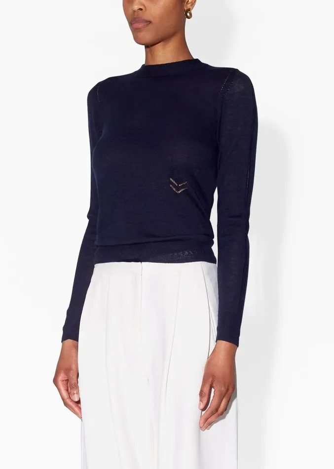 Adam Lippes Sweaters Crewneck Sweater In Lightweight Cashmere Navy 8211 Women