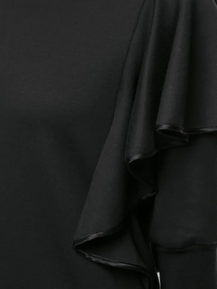 Adam Lippes Sweaters Flounce Sleeve Sweatshirt In Luxe Jersey Black 8211 Women