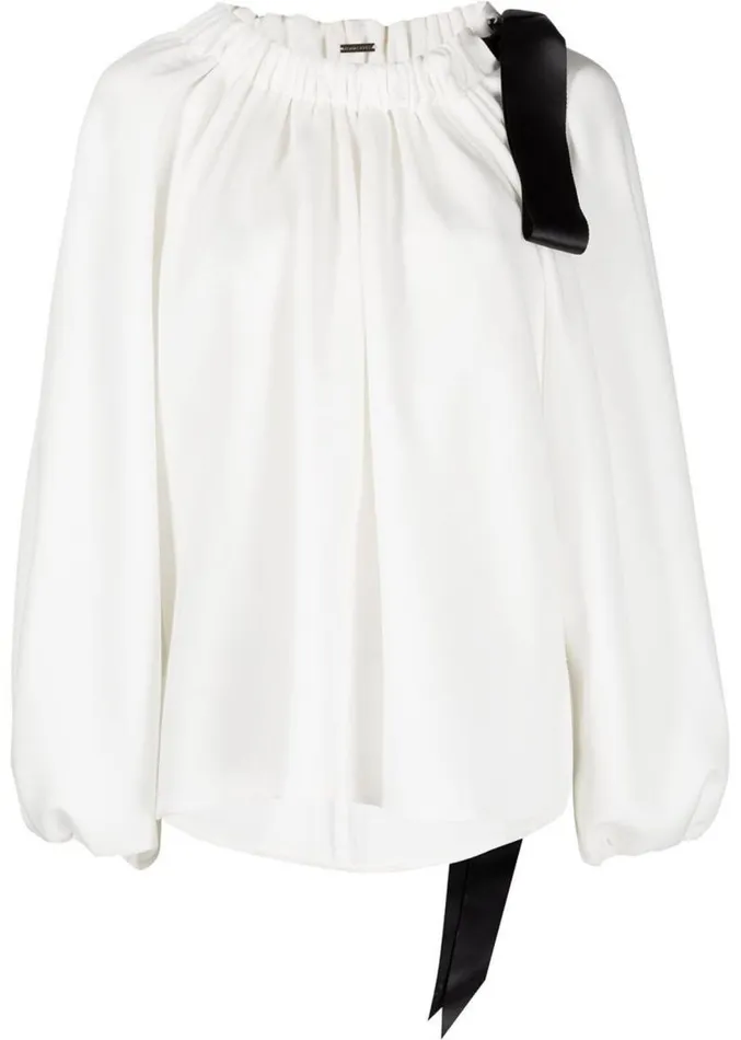Adam Lippes Sweaters Rouched Neck Sweatshirt In Luxe Jersey White 8211 Women