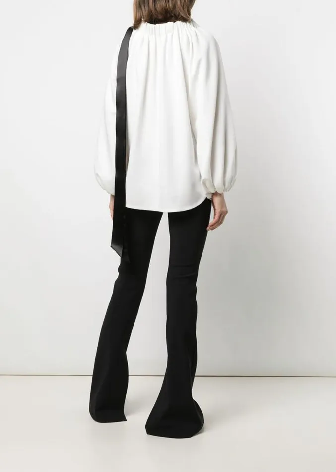 Adam Lippes Sweaters Rouched Neck Sweatshirt In Luxe Jersey White 8211 Women
