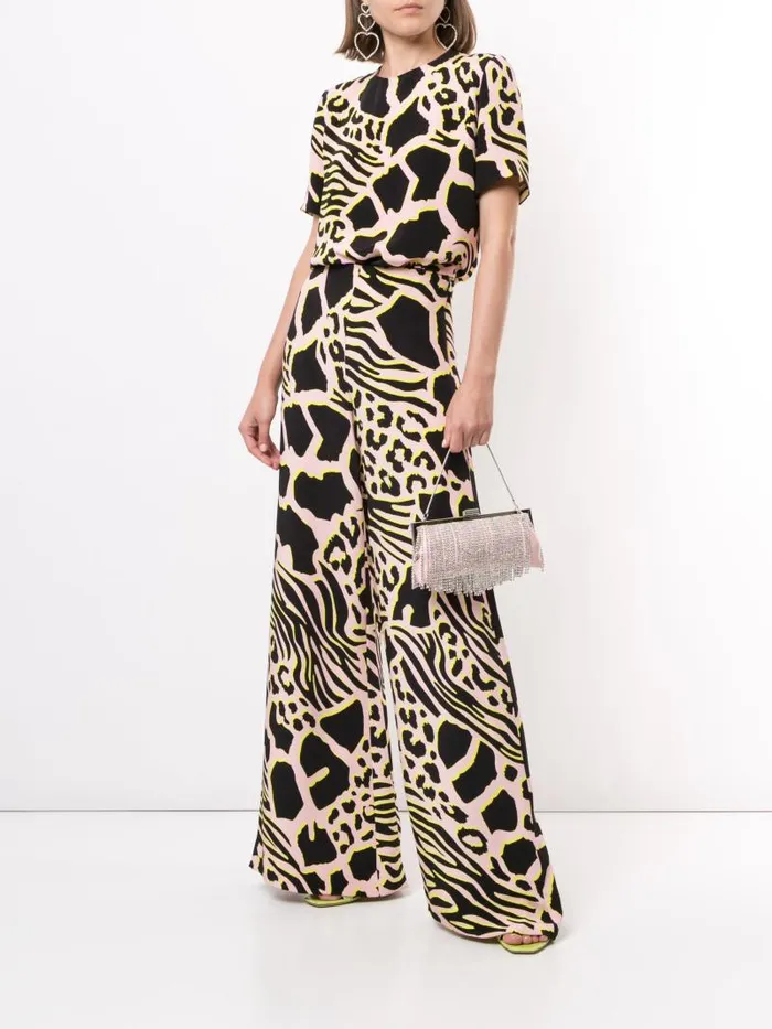 Adam Lippes Tops Pleat Back Short Sleeve Top In Printed Crepe Pink Savannah 8211 Women