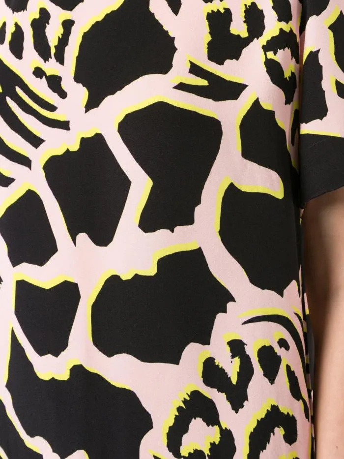 Adam Lippes Tops Pleat Back Short Sleeve Top In Printed Crepe Pink Savannah 8211 Women