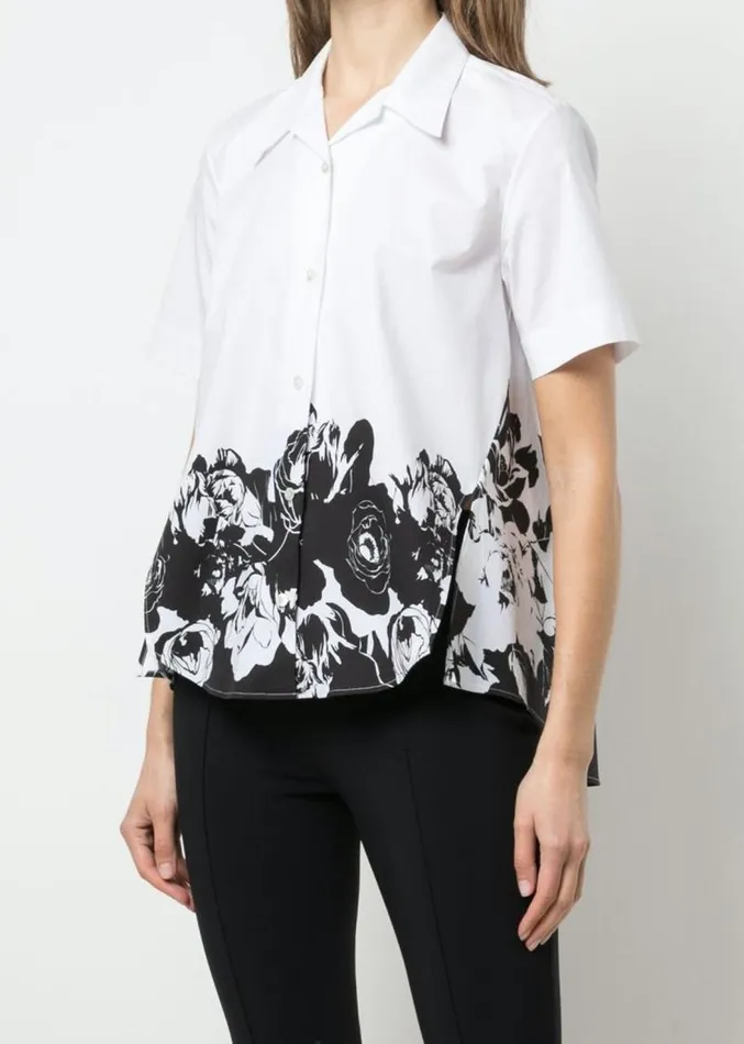 Adam Lippes Tops Trapeze Top In Printed Poplin Black Floral 8211 Women