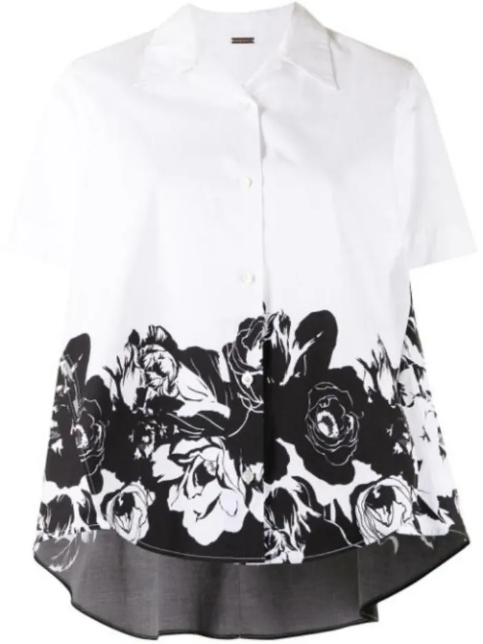 Adam Lippes Tops Trapeze Top In Printed Poplin Black Floral 8211 Women