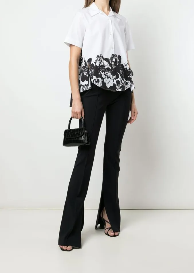 Adam Lippes Tops Trapeze Top In Printed Poplin Black Floral 8211 Women