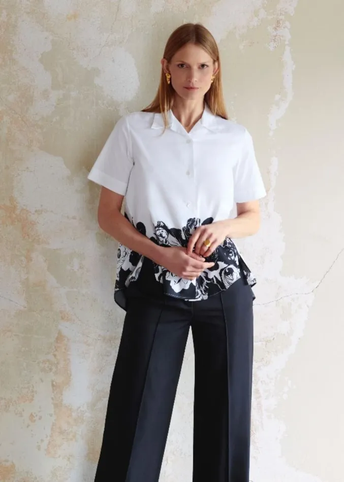 Adam Lippes Tops Trapeze Top In Printed Poplin Black Floral 8211 Women