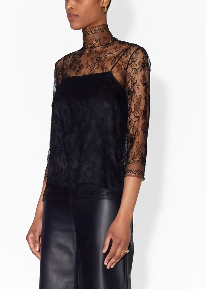 Adam Lippes Tops Turtleneck In Chantilly Lace Black 8211 Women