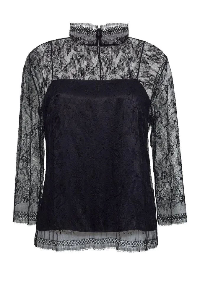 Adam Lippes Tops Turtleneck In Chantilly Lace Black 8211 Women