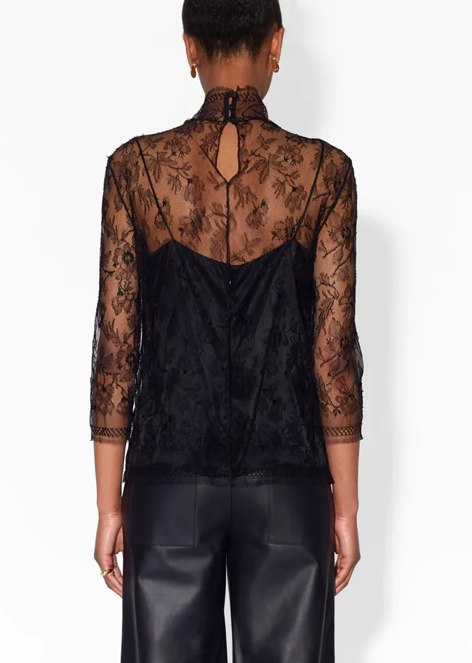 Adam Lippes Tops Turtleneck In Chantilly Lace Black 8211 Women