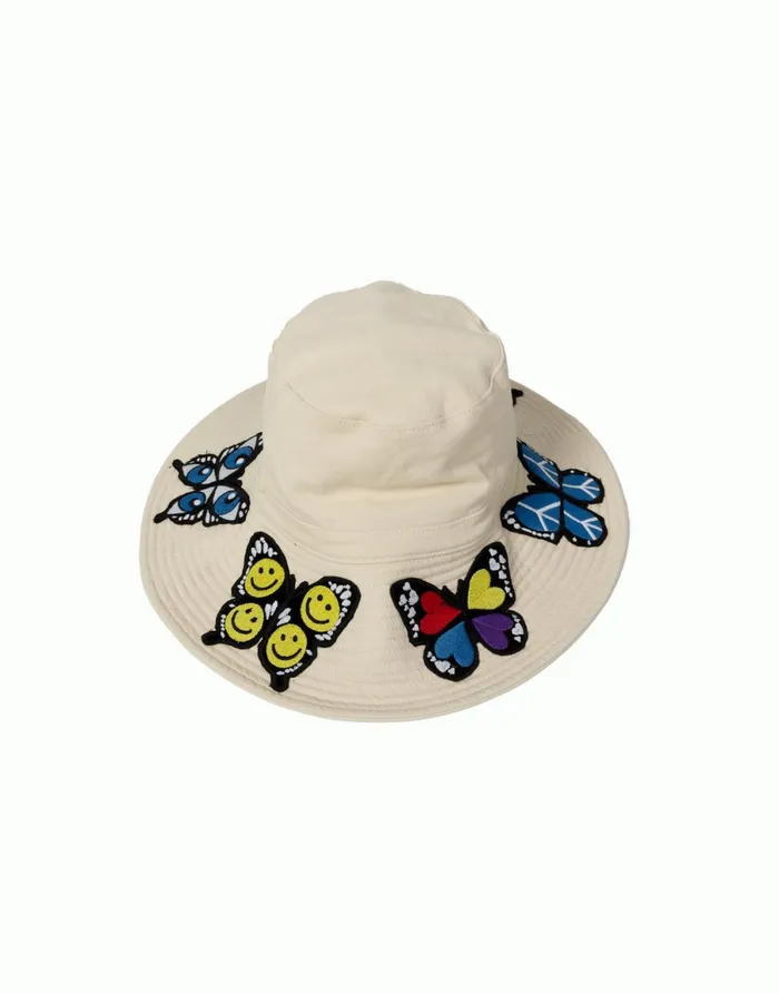 Adina Bucket Hat W Butterfly Patches Natural Women039s Lauren Moshi Hats