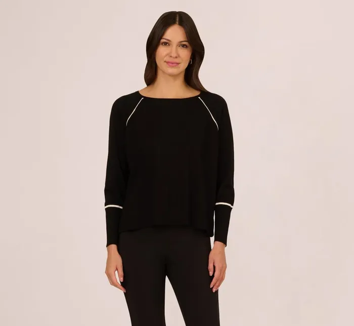 Adrianna Papell Coord Sets Sweater Vest Collared Twofer Shirt In Black Ivory 8211 Women