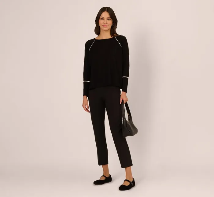 Adrianna Papell Coord Sets Sweater Vest Collared Twofer Shirt In Black Ivory 8211 Women