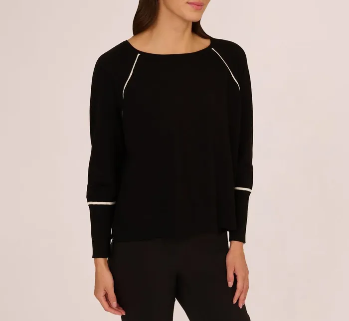 Adrianna Papell Coord Sets Sweater Vest Collared Twofer Shirt In Black Ivory 8211 Women