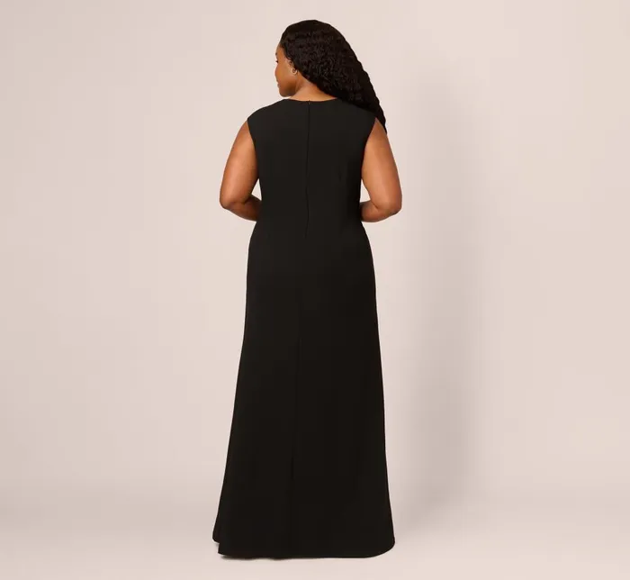 Adrianna Papell Formal Dresses Plus Size Beaded Crepe Long Dress In Black 8211 Women