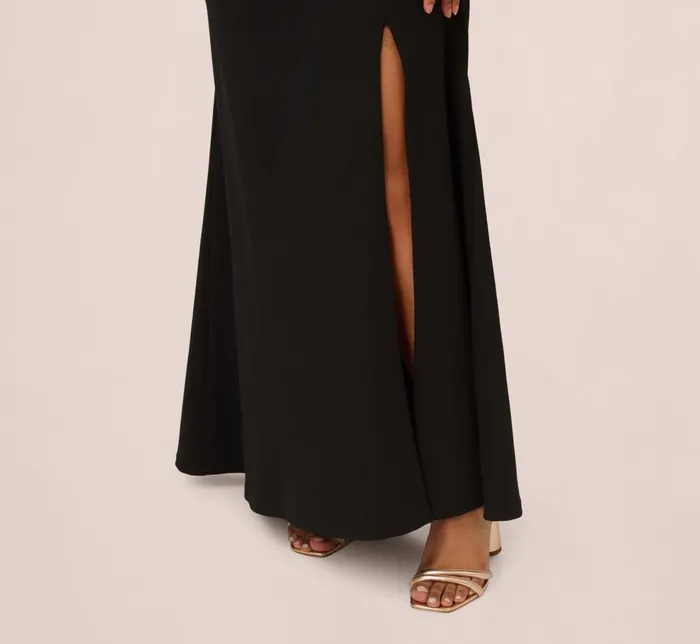 Adrianna Papell Formal Dresses Plus Size Beaded Crepe Long Dress In Black 8211 Women